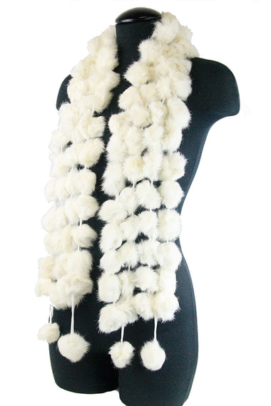 Soft Rabbit Fur Pompom Scarf