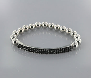 Rhinestone Emdedded Bar Charm Stretch Bracelet