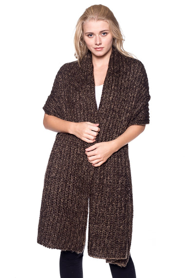 Button Accent Knitted Shawl