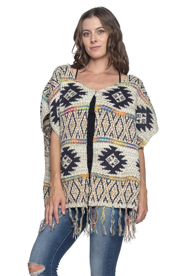 Isle Pattern Fringe Poncho