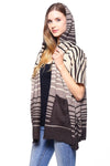 Striped Pattern Poncho with Pockets
