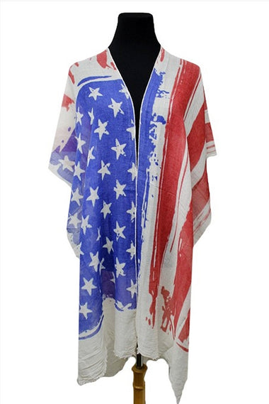 Tie Dyed Wash American Flag Kimono