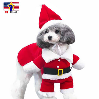Christmas Santa Claus Pet Coat Dog Cat Suit Dress Up Xmas Skirts Costume Cosplay