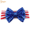 Girls Baby Infant 4th of July Headband For Independence Day Accessories Kids Patriotic Big Sequin Hair Bow American Flag Hair Band