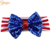 Girls Baby Infant 4th of July Headband For Independence Day Accessories Kids Patriotic Big Sequin Hair Bow American Flag Hair Band