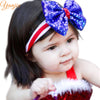 Girls Baby Infant 4th of July Headband For Independence Day Accessories Kids Patriotic Big Sequin Hair Bow American Flag Hair Band