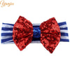 Girls Baby Infant 4th of July Headband For Independence Day Accessories Kids Patriotic Big Sequin Hair Bow American Flag Hair Band