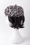 Women Animal Pattern Print Leopard French Vintage Style Beret Beanie Hat Cap