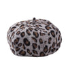 Women Animal Pattern Print Leopard French Vintage Style Beret Beanie Hat Cap