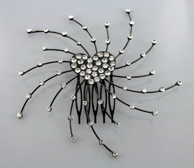 Rhinestone Heart Hair Comb