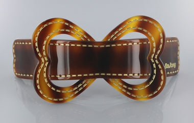 Double Heart Bow Plastic Hairclip