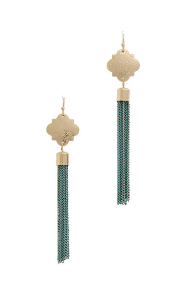 METAL TASSEL LONG EARRING