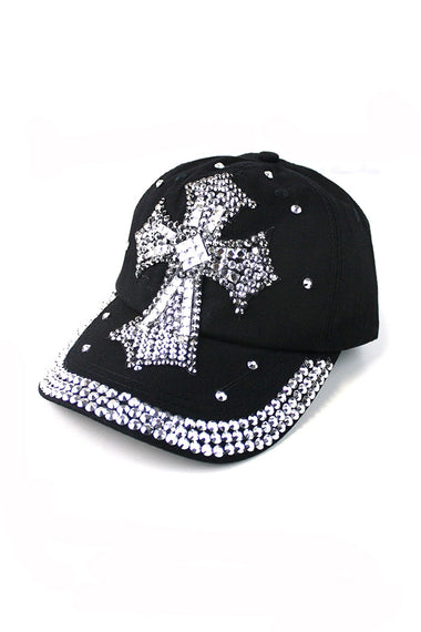 Crystal Embedded Cross Hat