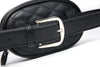 Diamond Leather Velvet Waist Fanny Pack Silver Black Quilted Chain Shoulder Bag