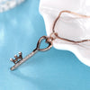 Rose Gold Lovely Heart Key Queen Crown Pendant Necklace Wedding Valentine Gift