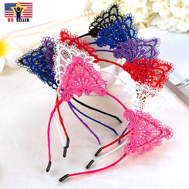 Women Girls Cute Headband Sexy Lace Cat Ear Hairband Hair Accessory Halloween