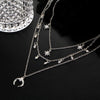 Women 3 Multi Layers Pendant Long Necklace Gold Sliver Moon Star Flower Crystal