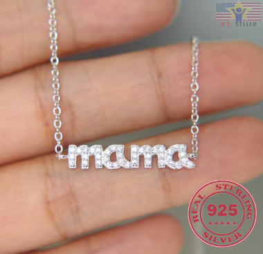 Necklace Collier Collar Europe Crystal 925 Sterling Mama Pendant Mother's Day