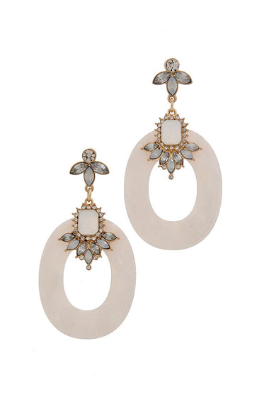 RHINESTONE OVAL EARRING