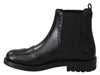 Black Leather Oxford Wingtip Boots Shoes