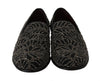 Black Velvet Crystal Beaded Loafers