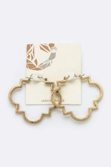 Metal Leaf Hoop Earrings