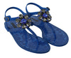 Blue Crystal Sandals Flip Flops Shoes