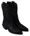 Black Lace Taormina Ankle Cowboy Crystal Shoes