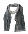 Gray Wool Viscose Foulard Patterned Branded Scarf