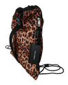 Brown Leopard Drawstring Napsack Nylon Backpack