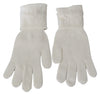 White Wool Knitted One Size Wrist Length Gloves