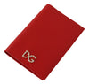 Red Dauphine Leather Bifold DG Crystal Card Holder Wallet