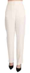 White High Waist Straight Cut Dress Trouser Pants