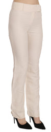 White High Waist Silk Blend Flared Dress Trousers Pants