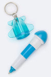 Rocket Mini Ballpoint Pen Key Charms Set