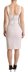 White Nylon Stretch Fitted Lace Trim Dress