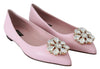 Pink Bellucci Leather Crystals Flats Shoes