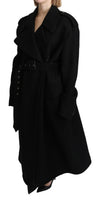 Virgin Wool Black Blazer Trenchcoat Jacket