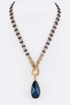 Stone Teardrop & Bead Convertible Necklace