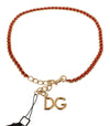 Red Leather Gold Tone DG Logo Waist Chain Belt