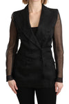 Black Double Breasted Blazer 100% Silk Jacket