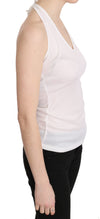 White Halter Cotton Sleeveless Casual Tank Top Blouse