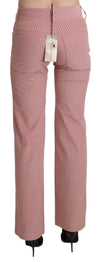 Pink Mid Waist Straight Trouser Cotton Pants