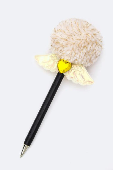 Heart Wing Pom Pom Ballpoint Pen