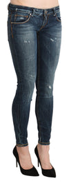 Blue Washed Low Waist Skinny Denim Slim Trouser