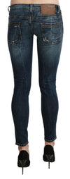 Blue Washed Low Waist Skinny Denim Slim Trouser