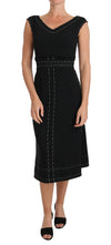 Black Wool Stretch A-line Sheath Dress