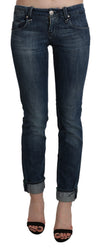 Blue Washed Low Waist Skinny Denim Slim Trouser