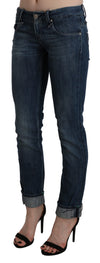 Blue Washed Low Waist Skinny Denim Slim Trouser