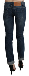 Blue Washed Low Waist Skinny Denim Slim Trouser